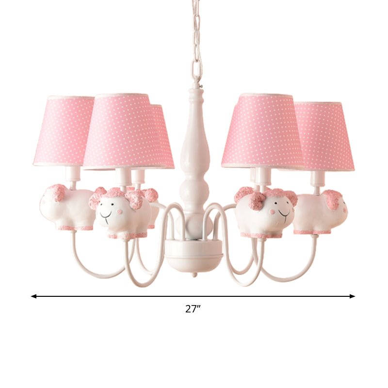 Resin Animal Pendant Light with Tapered Shade 6 Lights Cartoon Chandelier for Nursing Room Clearhalo 'Ceiling Lights' 'Chandeliers' Lighting' options 204186