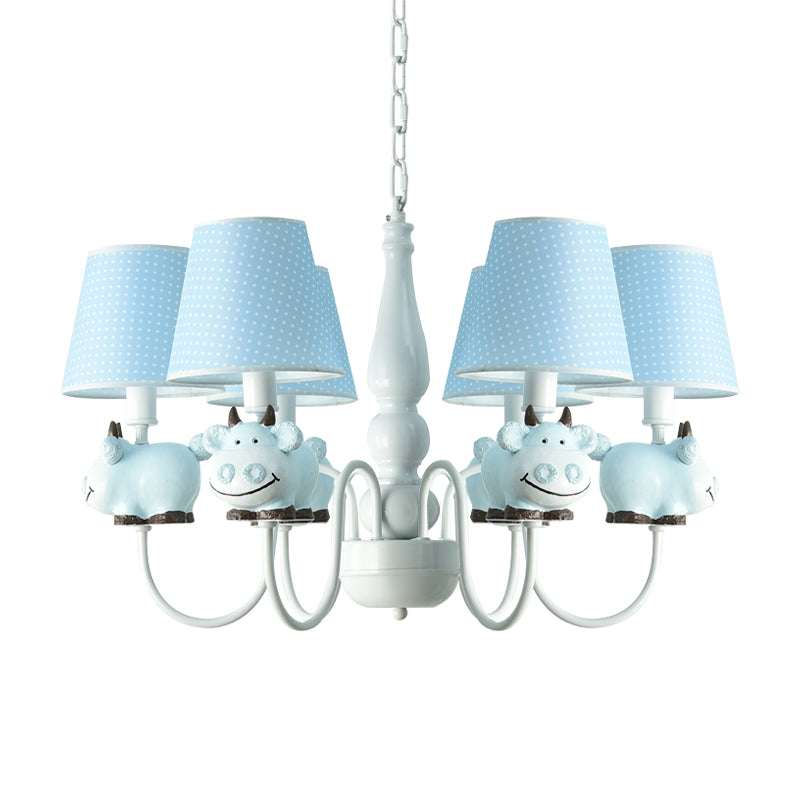 Resin Animal Pendant Light with Tapered Shade 6 Lights Cartoon Chandelier for Nursing Room Clearhalo 'Ceiling Lights' 'Chandeliers' Lighting' options 204197