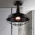 10"/14"/18" W Barn Balcony Semi Mount Lighting Retro Style Metal 1 Bulb Black Ceiling Mounted Light with Wire Frame Black Clearhalo 'Ceiling Lights' 'Close To Ceiling Lights' 'Close to ceiling' 'Semi-flushmount' Lighting' 204209