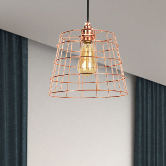 1-Light Hanging Light Kit Industrial Cone Iron Hanging Light Fixture in Copper for Living Room Clearhalo 'Art Deco Pendants' 'Cast Iron' 'Ceiling Lights' 'Ceramic' 'Crystal' 'Industrial Pendants' 'Industrial' 'Metal' 'Middle Century Pendants' 'Pendant Lights' 'Pendants' 'Tiffany' Lighting' 204220