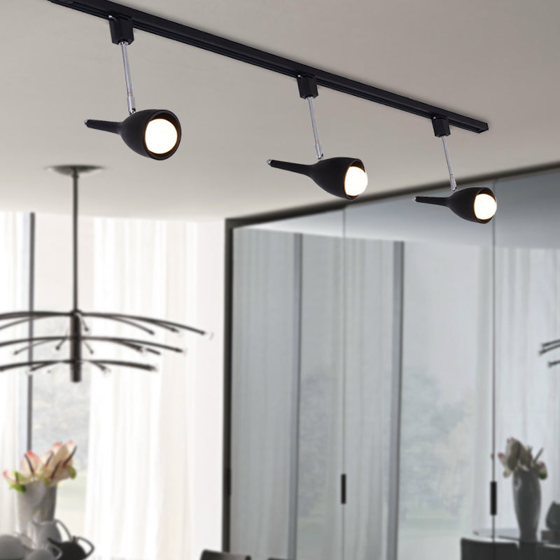 Industrial Stylish Bell Track Light 3 Lights Metallic Rotatable Semi Flush Mount Spotlight in Black/White for Kitchen Black Clearhalo 'Ceiling Lights' 'Close To Ceiling Lights' 'Close to ceiling' 'Semi-flushmount' Lighting' 204274