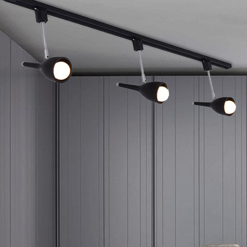 Industrial Stylish Bell Track Light 3 Lights Metallic Rotatable Semi Flush Mount Spotlight in Black/White for Kitchen Clearhalo 'Ceiling Lights' 'Close To Ceiling Lights' 'Close to ceiling' 'Semi-flushmount' Lighting' 204275