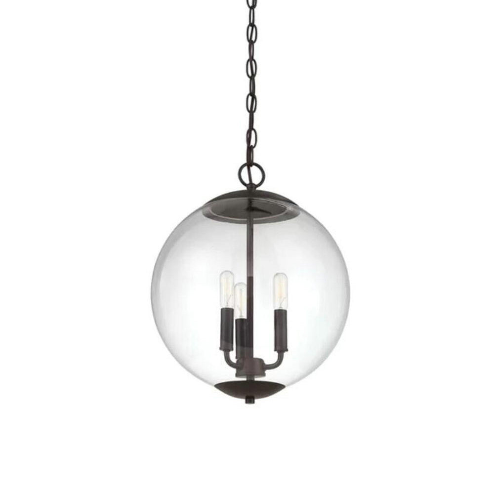 3-Light Pendant Light with Globe Shade Clear Glass Vintage Dining Room Chandelier in Black/Chrome/Gold Clearhalo 'Cast Iron' 'Ceiling Lights' 'Chandeliers' 'Industrial Chandeliers' 'Industrial' 'Metal' 'Middle Century Chandeliers' 'Rustic Chandeliers' 'Tiffany' Lighting' 204307