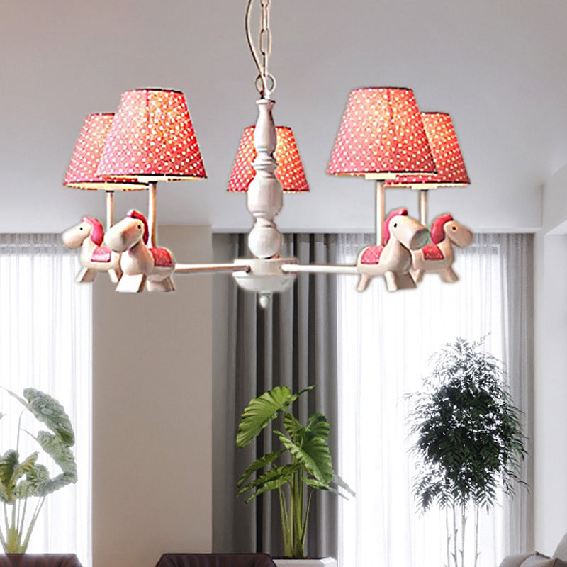 Kids Lovely Pony Chandelier Metal Hanging Light with Dot Shade for Kindergarten Clearhalo 'Ceiling Lights' 'Chandeliers' Lighting' options 204339