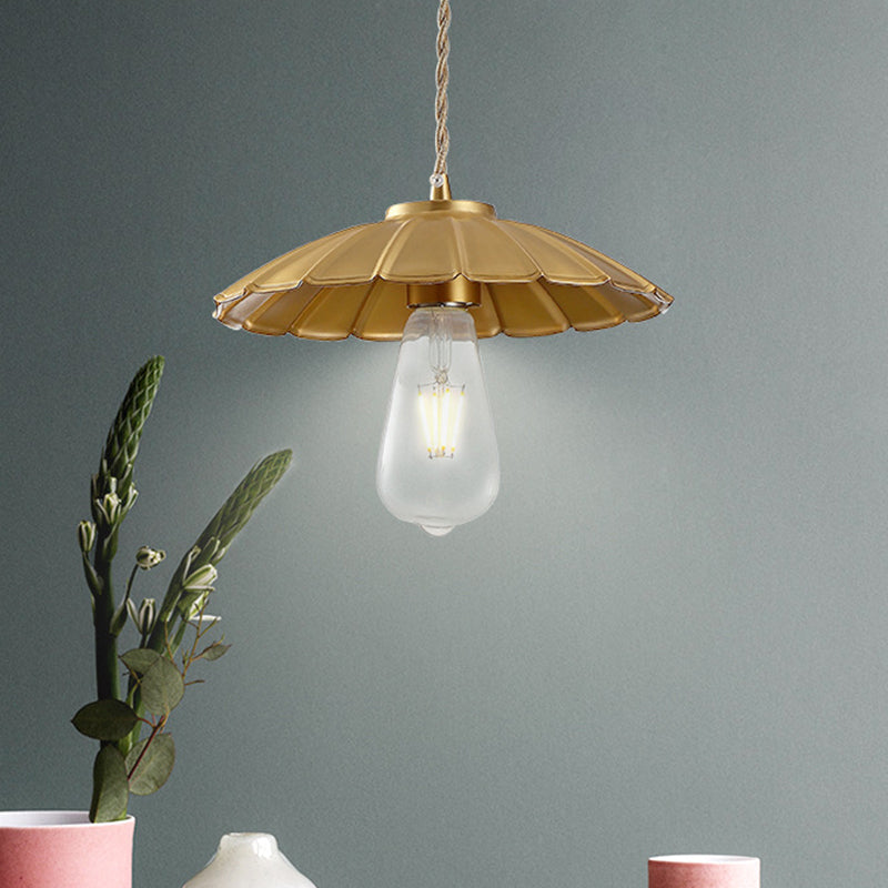 1-Light Metal Pendant Lighting Vintage Brass Cone Bedroom Hanging Lamp with Adjustable Cord Clearhalo 'Art Deco Pendants' 'Cast Iron' 'Ceiling Lights' 'Ceramic' 'Crystal' 'Industrial Pendants' 'Industrial' 'Metal' 'Middle Century Pendants' 'Pendant Lights' 'Pendants' 'Tiffany' Lighting' 204343