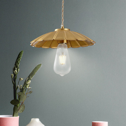 1-Light Metal Pendant Lighting Vintage Brass Cone Bedroom Hanging Lamp with Adjustable Cord Clearhalo 'Art Deco Pendants' 'Cast Iron' 'Ceiling Lights' 'Ceramic' 'Crystal' 'Industrial Pendants' 'Industrial' 'Metal' 'Middle Century Pendants' 'Pendant Lights' 'Pendants' 'Tiffany' Lighting' 204343