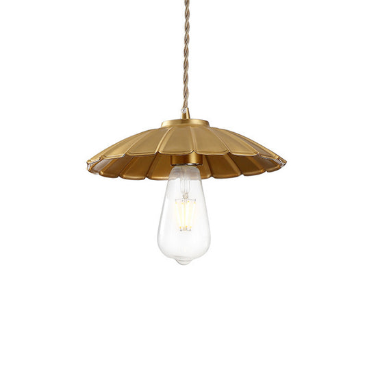 1-Light Metal Pendant Lighting Vintage Brass Cone Bedroom Hanging Lamp with Adjustable Cord Clearhalo 'Art Deco Pendants' 'Cast Iron' 'Ceiling Lights' 'Ceramic' 'Crystal' 'Industrial Pendants' 'Industrial' 'Metal' 'Middle Century Pendants' 'Pendant Lights' 'Pendants' 'Tiffany' Lighting' 204344