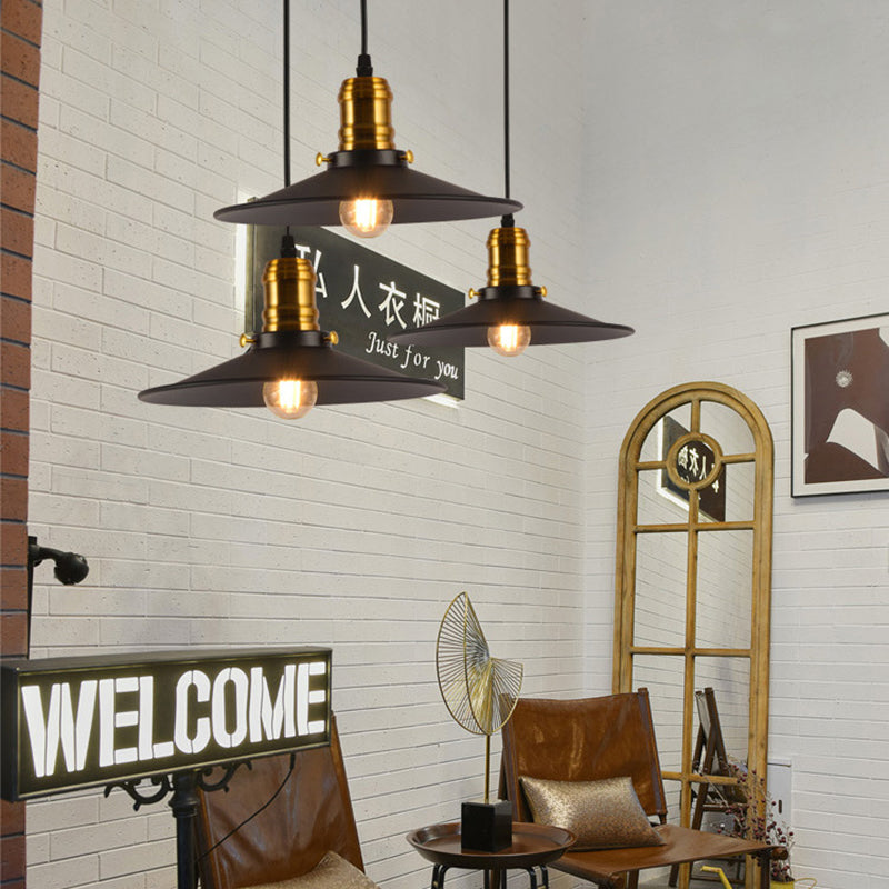 8.5"/10"/12" Wide Single Bulb Metal Pendant Light Fixture Industrial Black Flared Dining Room Hanging Lamp Clearhalo 'Art Deco Pendants' 'Black' 'Cast Iron' 'Ceiling Lights' 'Ceramic' 'Crystal' 'Industrial Pendants' 'Industrial' 'Metal' 'Middle Century Pendants' 'Pendant Lights' 'Pendants' 'Rustic Pendants' 'Tiffany' Lighting' 204360