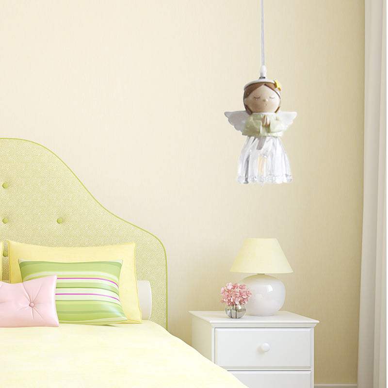 Angel Child Bedroom Pendant Light Resin One Bulb Hanging Light in Green Clearhalo 'Ceiling Lights' 'Close To Ceiling Lights' 'Glass shade' 'Glass' 'Pendant Lights' 'Pendants' Lighting' 204390