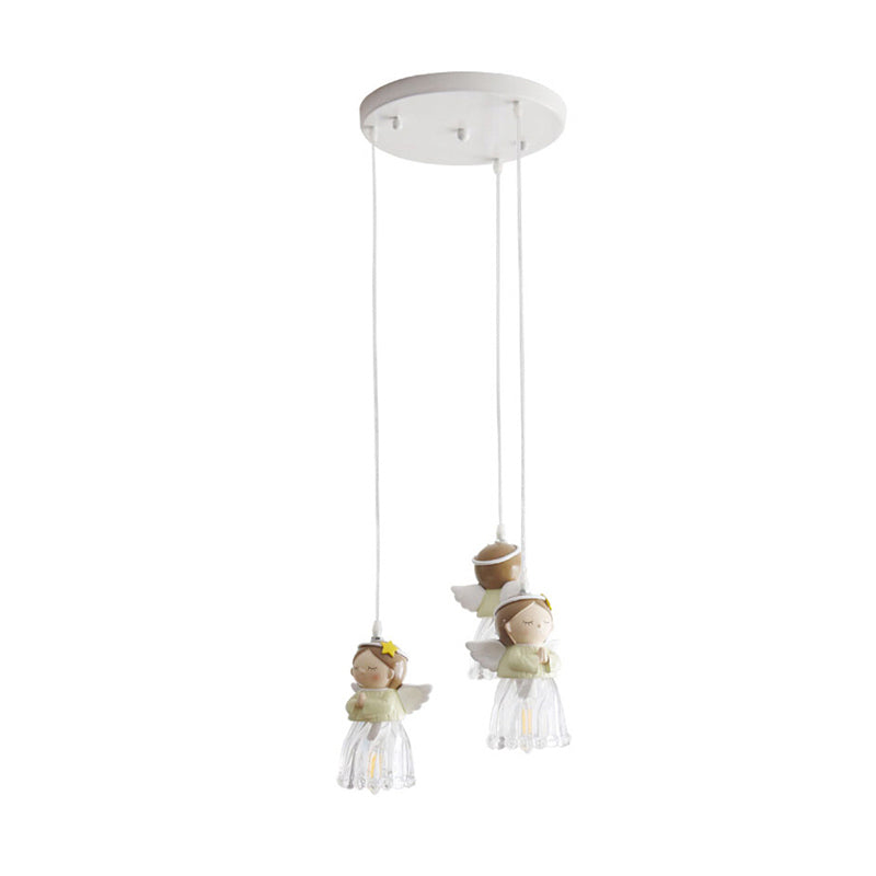 Angel Child Bedroom Pendant Light Resin One Bulb Hanging Light in Green Clearhalo 'Ceiling Lights' 'Close To Ceiling Lights' 'Glass shade' 'Glass' 'Pendant Lights' 'Pendants' Lighting' 204395