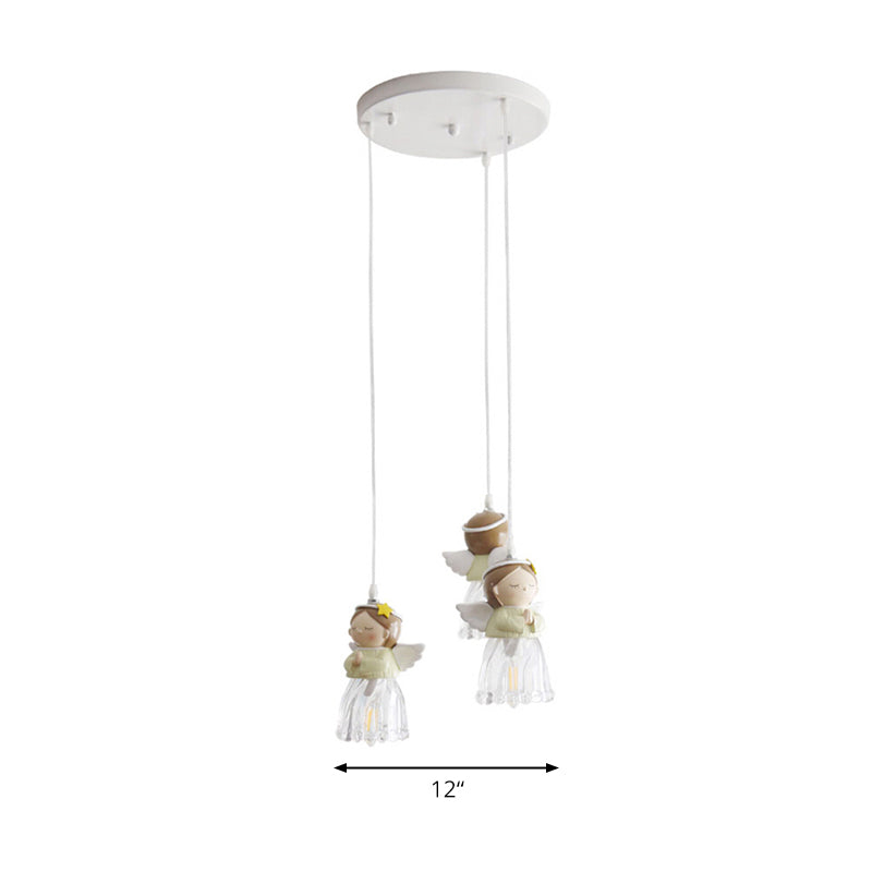 Angel Child Bedroom Pendant Light Resin One Bulb Hanging Light in Green Clearhalo 'Ceiling Lights' 'Close To Ceiling Lights' 'Glass shade' 'Glass' 'Pendant Lights' 'Pendants' Lighting' 204396