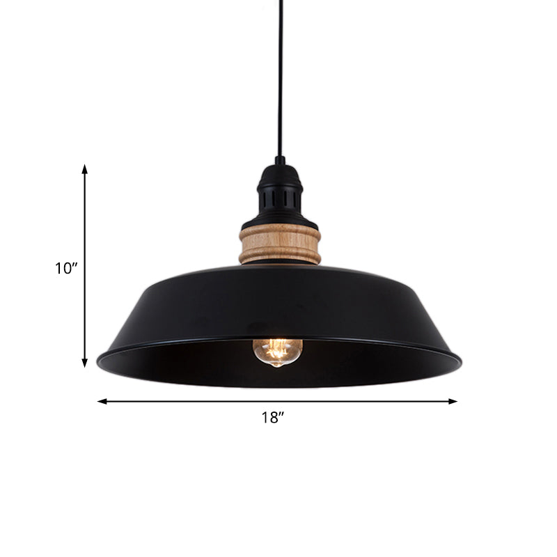 14"/18" Wide 1-Bulb Iron Hanging Pedant Light Vintage Black Barn Restaurant Ceiling Light Fixture Clearhalo 'Art Deco Pendants' 'Black' 'Cast Iron' 'Ceiling Lights' 'Ceramic' 'Crystal' 'Industrial Pendants' 'Industrial' 'Metal' 'Middle Century Pendants' 'Pendant Lights' 'Pendants' 'Rustic Pendants' 'Tiffany' Lighting' 204417
