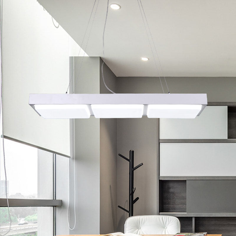 Rectangle Office Ceiling Hang Light Acrylic Minimalist LED Pendant Lighting over Table White Clearhalo 'Ceiling Lights' 'Modern Pendants' 'Modern' 'Pendant Lights' 'Pendants' Lighting' 2044217