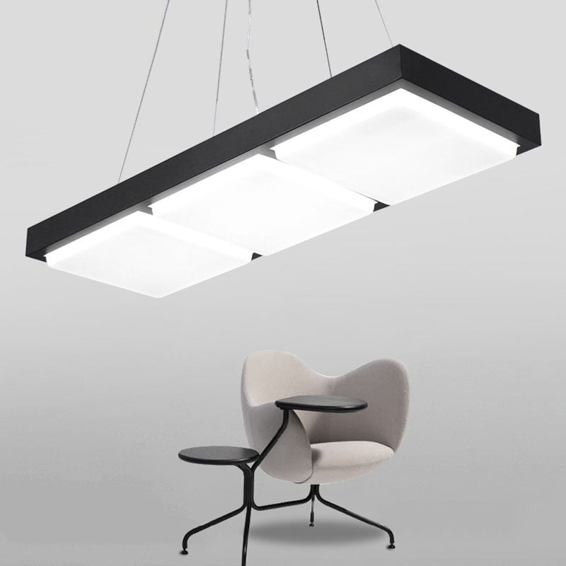 Rectangle Office Ceiling Hang Light Acrylic Minimalist LED Pendant Lighting over Table Black Clearhalo 'Ceiling Lights' 'Modern Pendants' 'Modern' 'Pendant Lights' 'Pendants' Lighting' 2044219