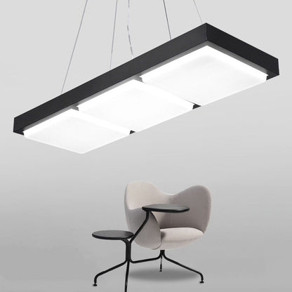 Rectangle Office Ceiling Hang Light Acrylic Minimalist LED Pendant Lighting over Table Black Clearhalo 'Ceiling Lights' 'Modern Pendants' 'Modern' 'Pendant Lights' 'Pendants' Lighting' 2044219