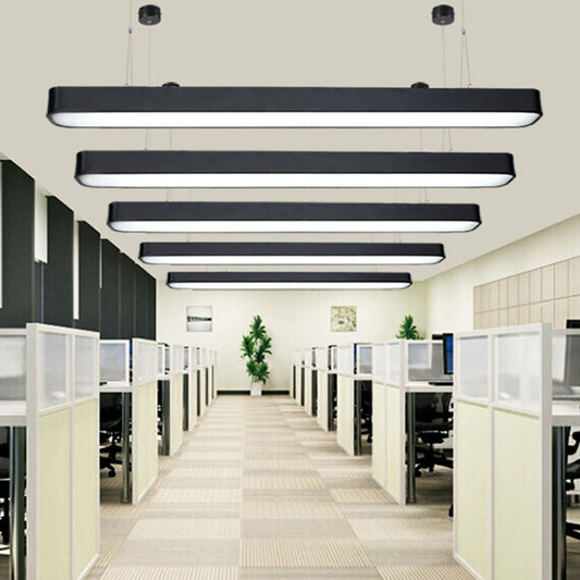 Aluminum Elliptical Suspension Pendant Modern Integrated LED Ceiling Light for Office Black Clearhalo 'Ceiling Lights' 'Modern Pendants' 'Modern' 'Pendant Lights' 'Pendants' Lighting' 2044222