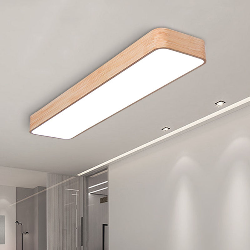 Office LED Pendant Lamp Nordic Wood Hanging Light Fixture with Rectangle Acrylic Shade Wood Flushmount Clearhalo 'Ceiling Lights' 'Modern Pendants' 'Modern' 'Pendant Lights' 'Pendants' Lighting' 2044229