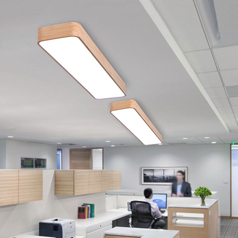 Office LED Pendant Lamp Nordic Wood Hanging Light Fixture with Rectangle Acrylic Shade Clearhalo 'Ceiling Lights' 'Modern Pendants' 'Modern' 'Pendant Lights' 'Pendants' Lighting' 2044230