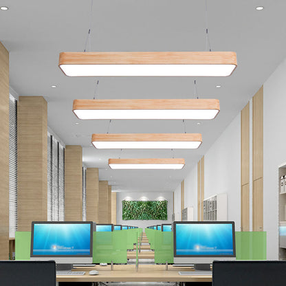Office LED Pendant Lamp Nordic Wood Hanging Light Fixture with Rectangle Acrylic Shade Wood Cord Clearhalo 'Ceiling Lights' 'Modern Pendants' 'Modern' 'Pendant Lights' 'Pendants' Lighting' 2044234