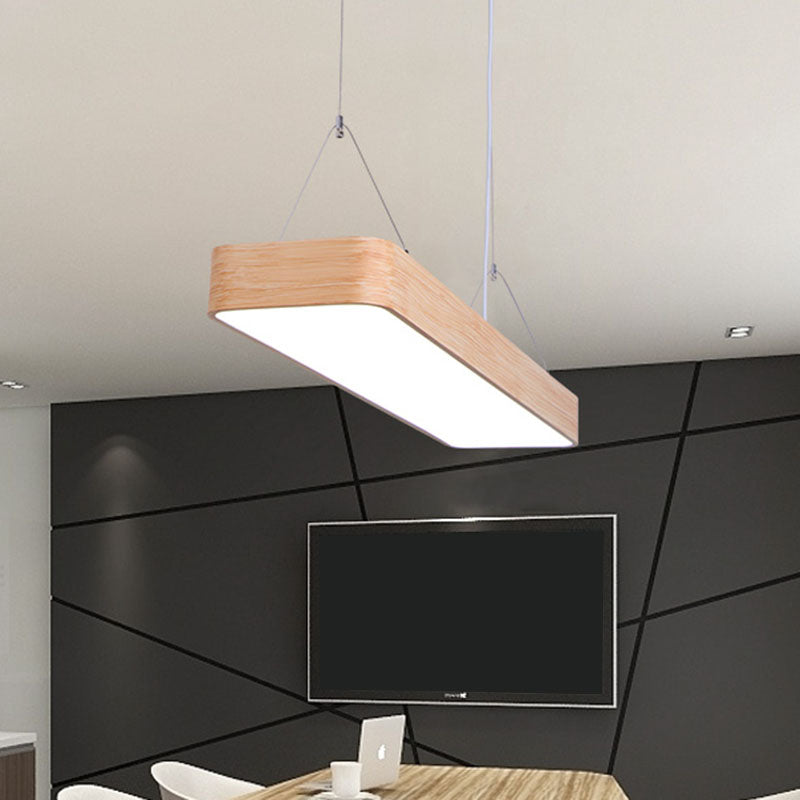 Office LED Pendant Lamp Nordic Wood Hanging Light Fixture with Rectangle Acrylic Shade Clearhalo 'Ceiling Lights' 'Modern Pendants' 'Modern' 'Pendant Lights' 'Pendants' Lighting' 2044236