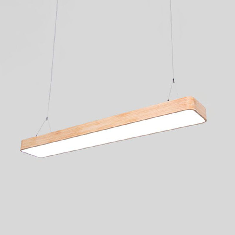 Office LED Pendant Lamp Nordic Wood Hanging Light Fixture with Rectangle Acrylic Shade Clearhalo 'Ceiling Lights' 'Modern Pendants' 'Modern' 'Pendant Lights' 'Pendants' Lighting' 2044238