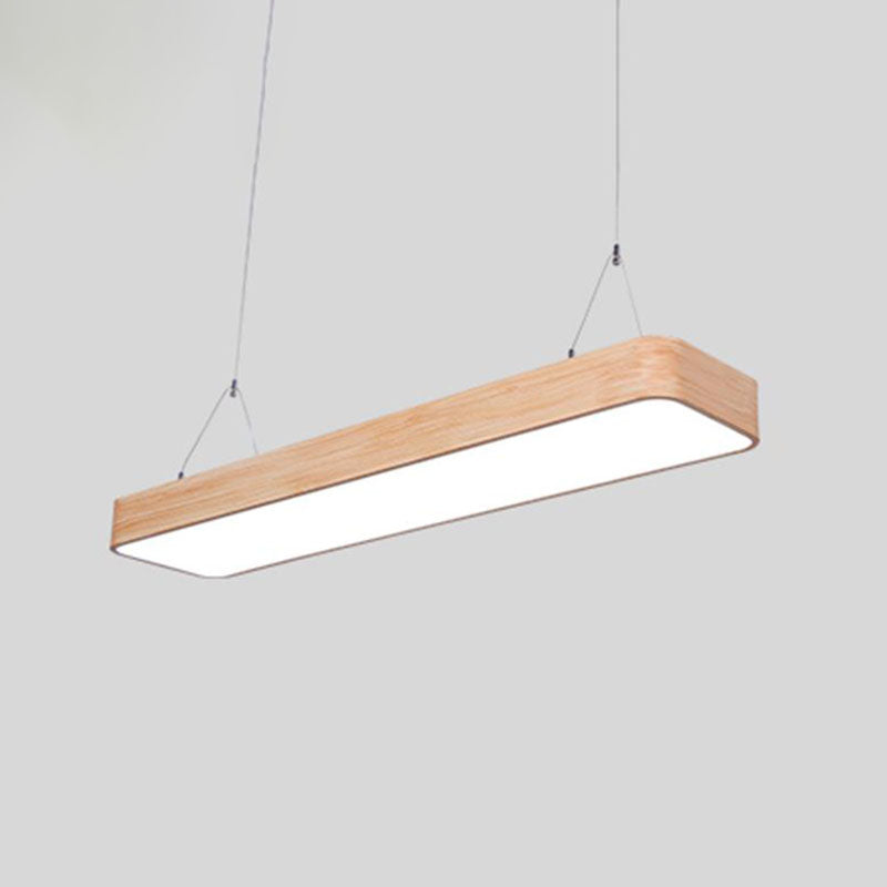 Office LED Pendant Lamp Nordic Wood Hanging Light Fixture with Rectangle Acrylic Shade Clearhalo 'Ceiling Lights' 'Modern Pendants' 'Modern' 'Pendant Lights' 'Pendants' Lighting' 2044239