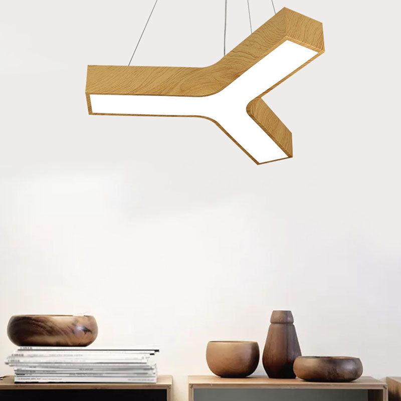 Minimalistic LED Hanging Lamp Y-Shape Pendant Lighting Fixture with Acrylic Shade Wood Clearhalo 'Ceiling Lights' 'Modern Pendants' 'Modern' 'Pendant Lights' 'Pendants' Lighting' 2044242