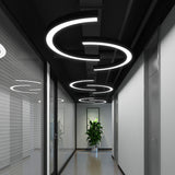 Arc Shaped Gym Pendant Lamp Metal Contemporary LED Hanging Ceiling Light in Black Clearhalo 'Ceiling Lights' 'Modern Pendants' 'Modern' 'Pendant Lights' 'Pendants' Lighting' 2044267