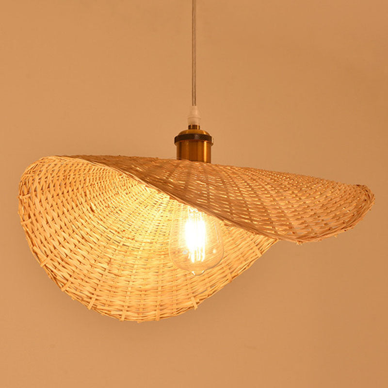 Lotus Leaf Shaped Restaurant Pendant Light Bamboo 1-Light Asian Hanging Lamp Kit in Wood Clearhalo 'Ceiling Lights' 'Modern Pendants' 'Modern' 'Pendant Lights' 'Pendants' Lighting' 2044316