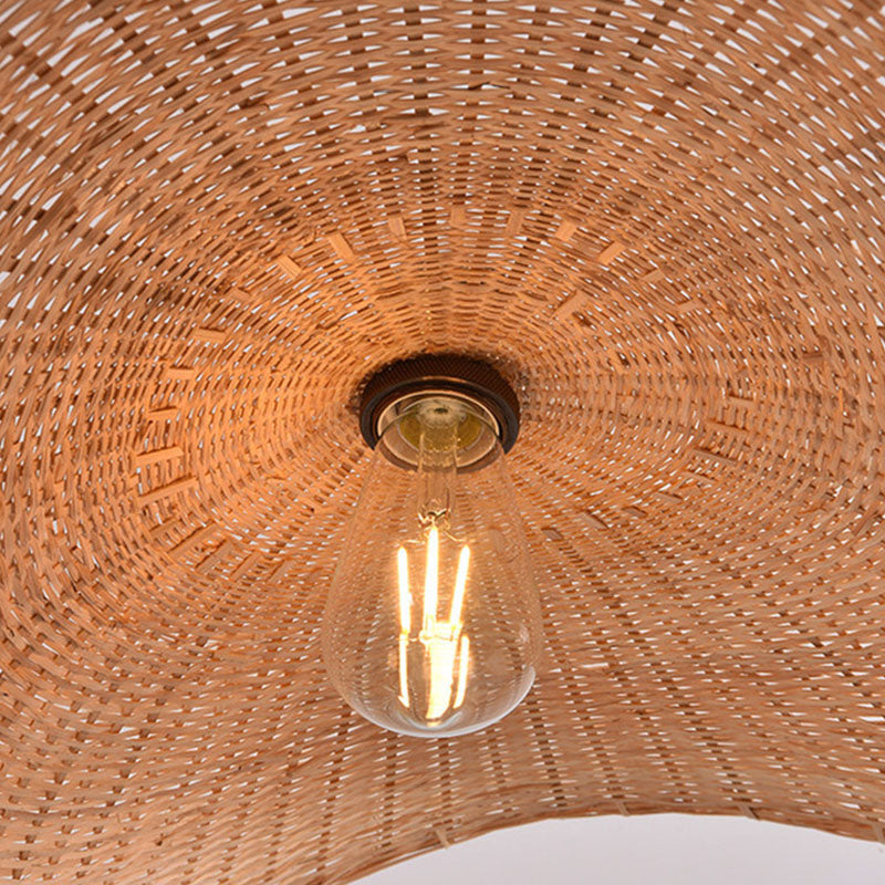 Lotus Leaf Shaped Restaurant Pendant Light Bamboo 1-Light Asian Hanging Lamp Kit in Wood Clearhalo 'Ceiling Lights' 'Modern Pendants' 'Modern' 'Pendant Lights' 'Pendants' Lighting' 2044317