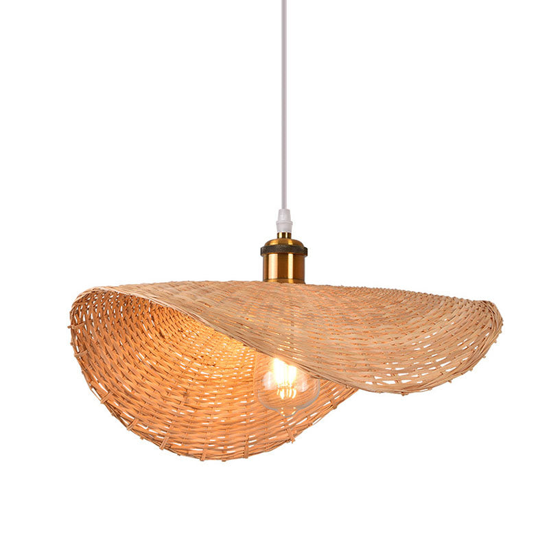 Lotus Leaf Shaped Restaurant Pendant Light Bamboo 1-Light Asian Hanging Lamp Kit in Wood Clearhalo 'Ceiling Lights' 'Modern Pendants' 'Modern' 'Pendant Lights' 'Pendants' Lighting' 2044318