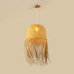 Weaving Dome Pendant Light Fixture Asian Bamboo 1-Light Dining Room Ceiling Lamp with Fringe in Wood Clearhalo 'Ceiling Lights' 'Pendant Lights' 'Pendants' Lighting' 2044347