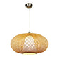 Criss Cross Weaving Hanging Lamp Chinese Bamboo 1 Bulb Tearoom Pendant Light Kit in Wood Clearhalo 'Ceiling Lights' 'Pendant Lights' 'Pendants' Lighting' 2044434