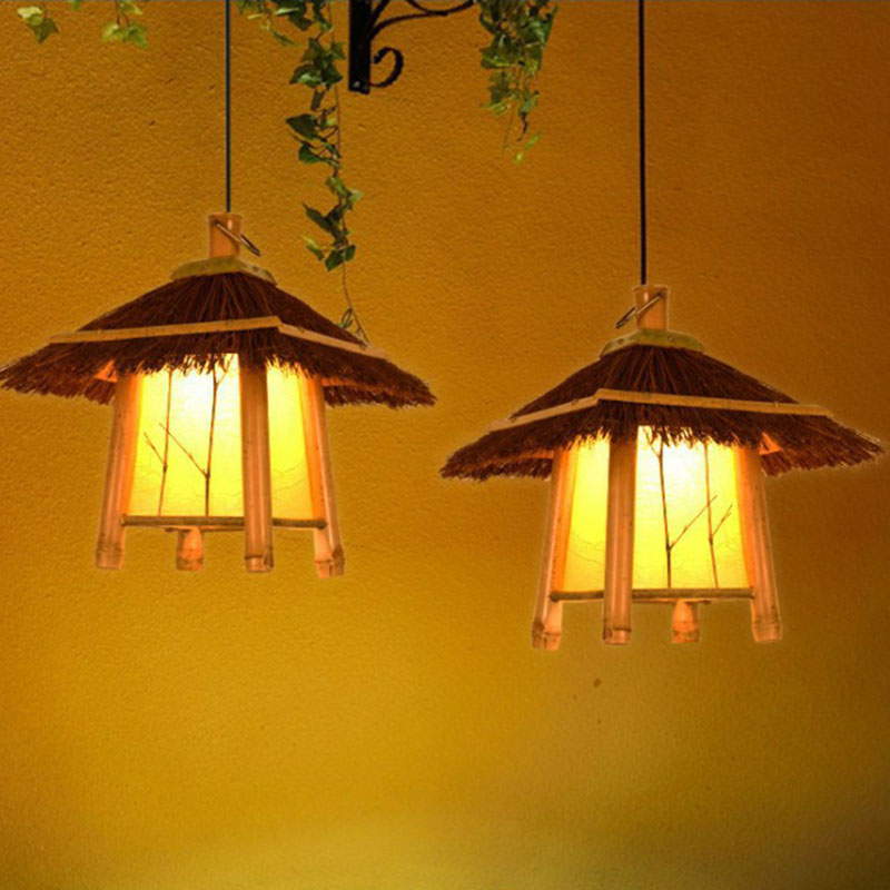 Cottage Woven Shade Drop Pendant Wood 1 Bulb Restaurant Hanging Light Kit in Beige Wood K Clearhalo 'Ceiling Lights' 'Pendant Lights' 'Pendants' Lighting' 2044542_4e3bf141-69a1-4015-97e9-aad00d8ace59