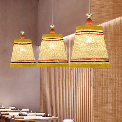Chinese Bell Shaped Pendant Lamp Rattan Fiber Single Restaurant Hanging Light Fixture Yellow Clearhalo 'Ceiling Lights' 'Pendant Lights' 'Pendants' Lighting' 2044632_8e1375e6-a4d1-4b89-a02f-4f2bb1aca6a0