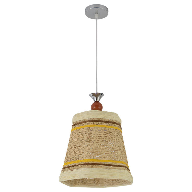 Chinese Bell Shaped Pendant Lamp Rattan Fiber Single Restaurant Hanging Light Fixture Light Brown Clearhalo 'Ceiling Lights' 'Pendant Lights' 'Pendants' Lighting' 2044636_273cabb6-2bd0-4466-9b20-25df8dbd9907