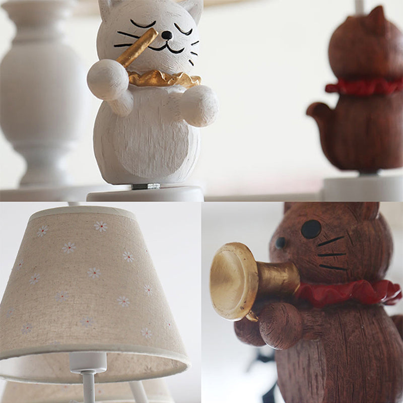 Nordic Style Chandelier with Pet Cat 5 Lights Metal Hanging Light with White Shade for Foyer Clearhalo 'Ceiling Lights' 'Chandeliers' Lighting' options 204520