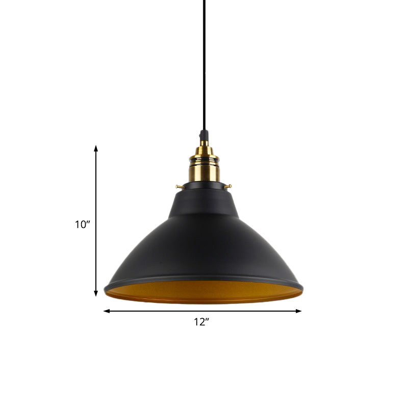 Dome Metal Pendant Light Industrial Single Bulb Living Room Hanging Light Fixture in Black/White/Gold Clearhalo 'Art Deco Pendants' 'Black' 'Cast Iron' 'Ceiling Lights' 'Ceramic' 'Crystal' 'Industrial Pendants' 'Industrial' 'Metal' 'Middle Century Pendants' 'Pendant Lights' 'Pendants' 'Rustic Pendants' 'Tiffany' Lighting' 204526