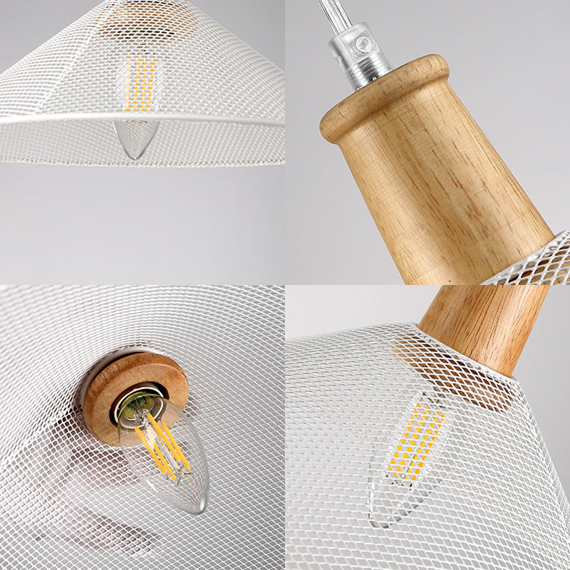 1-Light Metal Hanging Lamp Modern White Cone Dining Room Pendant Lamp with Wooden Cap Clearhalo 'Ceiling Lights' 'Glass shade' 'Glass' 'Industrial Pendants' 'Industrial' 'Middle Century Pendants' 'Pendant Lights' 'Pendants' 'Tiffany' Lighting' 204541