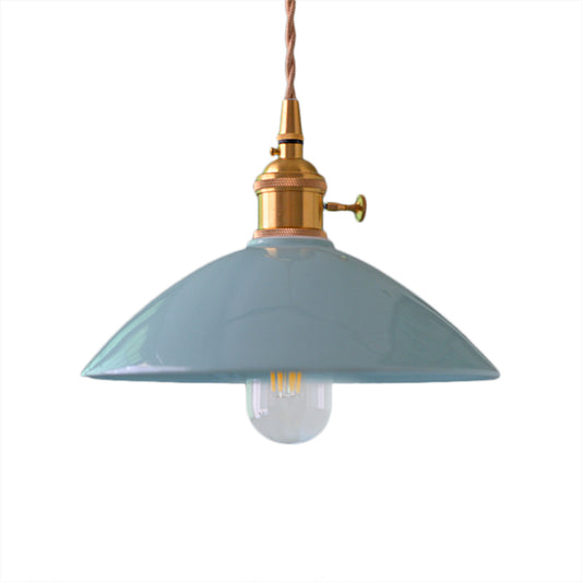 Dome Shade Iron Pendant Light Fixture Vintage Single Light Restaurant Hanging Ceiling Light in White/Pink/Blue Clearhalo 'Art Deco Pendants' 'Cast Iron' 'Ceiling Lights' 'Ceramic' 'Crystal' 'Industrial Pendants' 'Industrial' 'Metal' 'Middle Century Pendants' 'Pendant Lights' 'Pendants' 'Tiffany' Lighting' 204592