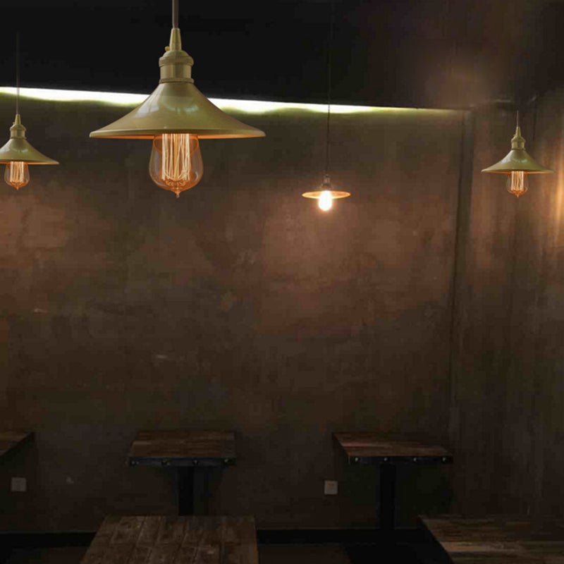 8"/10" Wide Cone Shade Metal Hanging Light Fixture Industrial 1 Light Living Room Pendant Lamp in Brass Clearhalo 'Art Deco Pendants' 'Cast Iron' 'Ceiling Lights' 'Ceramic' 'Crystal' 'Industrial Pendants' 'Industrial' 'Metal' 'Middle Century Pendants' 'Pendant Lights' 'Pendants' 'Tiffany' Lighting' 204643