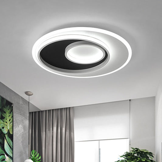 Metal Ring Flush Light Minimalist Black and White LED Flush Ceiling Light Fixture Clearhalo 'Ceiling Lights' 'Close To Ceiling Lights' 'Close to ceiling' 'Flush mount' Lighting' 2046442