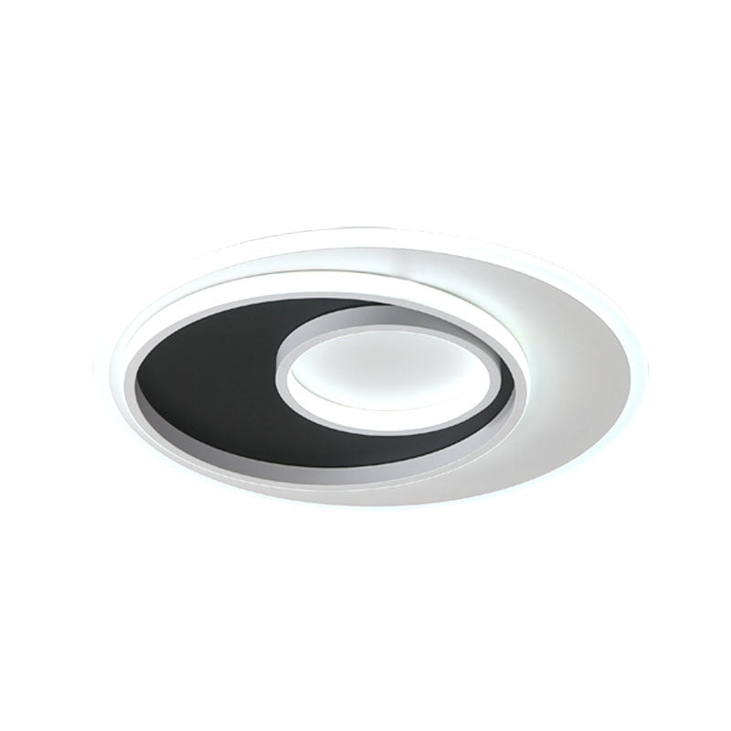 Metal Ring Flush Light Minimalist Black and White LED Flush Ceiling Light Fixture Clearhalo 'Ceiling Lights' 'Close To Ceiling Lights' 'Close to ceiling' 'Flush mount' Lighting' 2046444