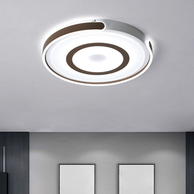 Metal Halo-Like Ring Flush Ceiling Light Contemporary Coffee LED Flush Mount Lighting Fixture Coffee White Clearhalo 'Ceiling Lights' 'Close To Ceiling Lights' 'Close to ceiling' 'Flush mount' Lighting' 2046463