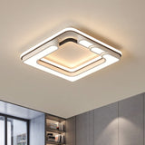 Contemporary Splicing Geometric Flush Ceiling Light Acrylic Living Room LED Flush Mount Lighting Fixture in White White Square Clearhalo 'Ceiling Lights' 'Close To Ceiling Lights' 'Close to ceiling' 'Flush mount' Lighting' 2046498