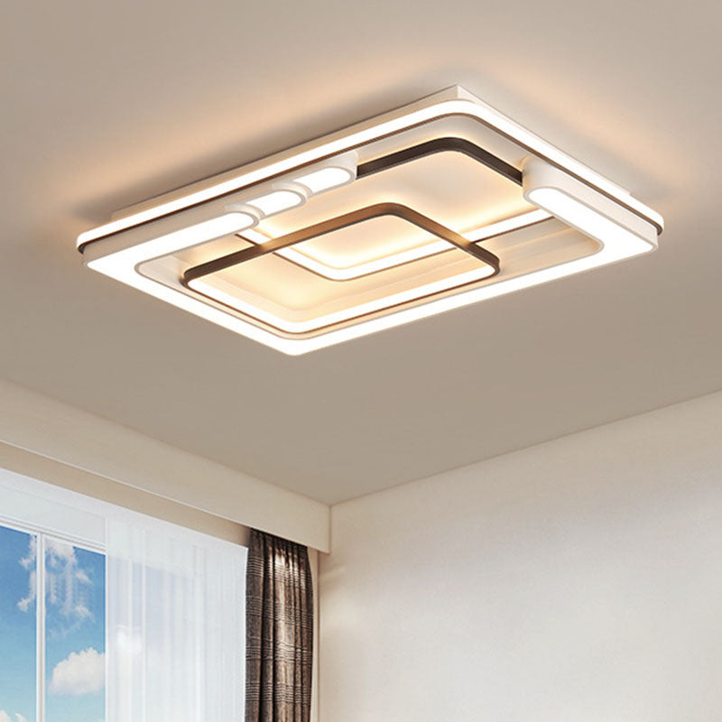 Contemporary Splicing Geometric Flush Ceiling Light Acrylic Living Room LED Flush Mount Lighting Fixture in White White Rectangle Clearhalo 'Ceiling Lights' 'Close To Ceiling Lights' 'Close to ceiling' 'Flush mount' Lighting' 2046500