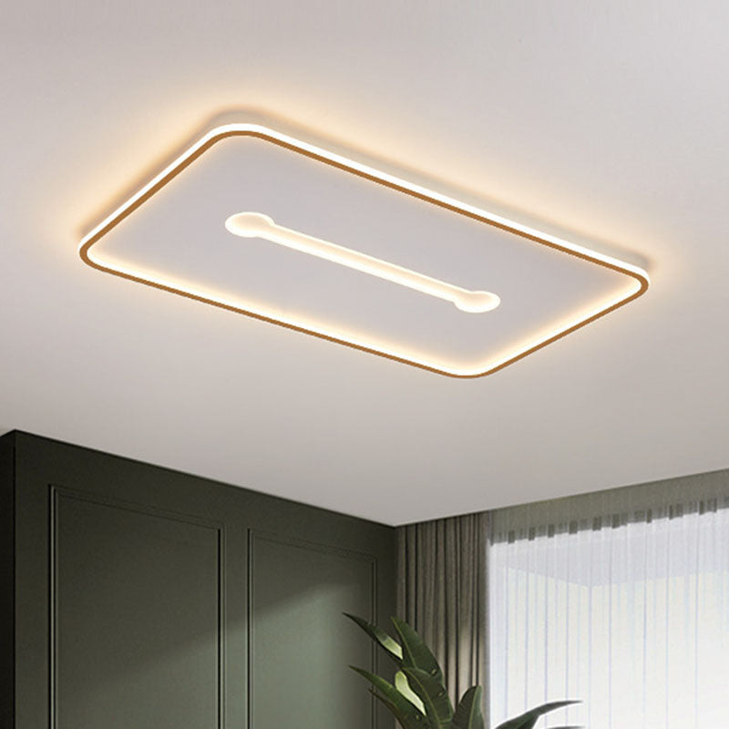 Geometrical Shape Bedroom Flush Mount Lighting Metal Minimalist LED Flush Mount Fixture White-Gold Rectangle Clearhalo 'Ceiling Lights' 'Close To Ceiling Lights' 'Close to ceiling' 'Flush mount' Lighting' 2046511