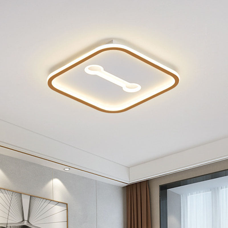 Geometrical Shape Bedroom Flush Mount Lighting Metal Minimalist LED Flush Mount Fixture White-Gold Square Clearhalo 'Ceiling Lights' 'Close To Ceiling Lights' 'Close to ceiling' 'Flush mount' Lighting' 2046515