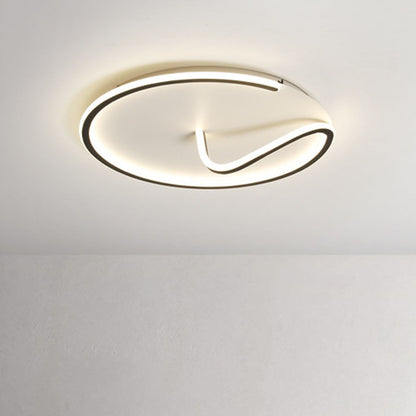 Metal Geometric Line Flush Mount Lighting Simple Black and White LED Flush Mount for Living Room Black-White Round Clearhalo 'Ceiling Lights' 'Close To Ceiling Lights' 'Close to ceiling' 'Flush mount' Lighting' 2046521