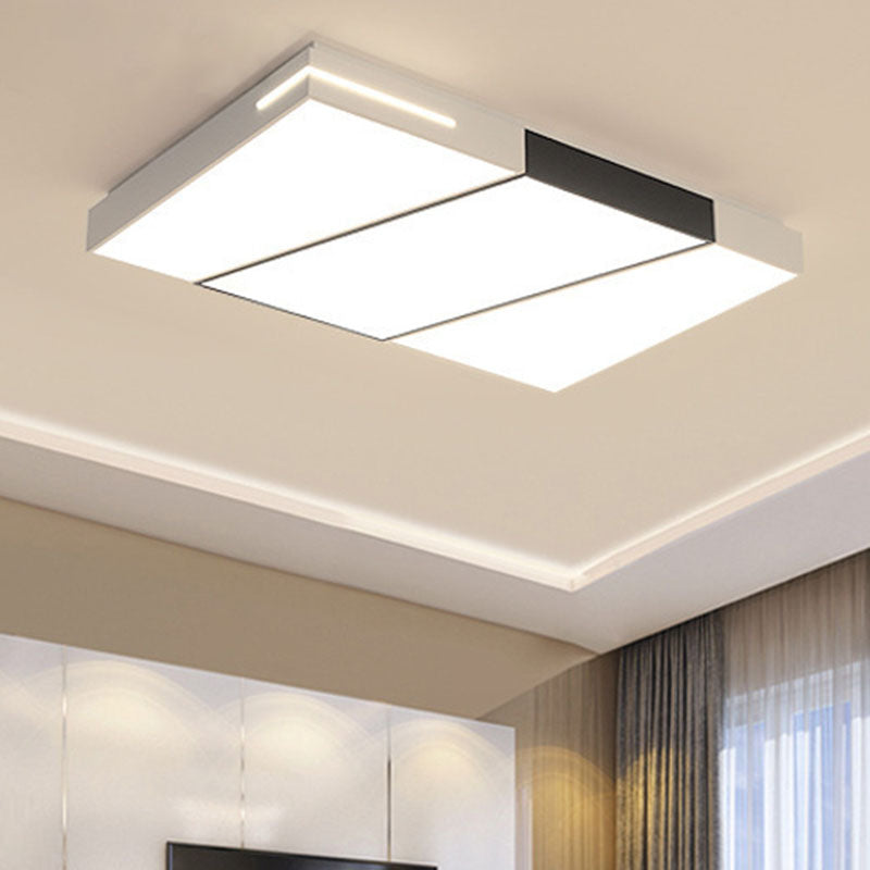 White Splicing Quadrate Flush Ceiling Light Contemporary Metal LED Flush Mount Lighting Fixture White Natural Rectangle Clearhalo 'Ceiling Lights' 'Close To Ceiling Lights' 'Close to ceiling' 'Flush mount' Lighting' 2046539